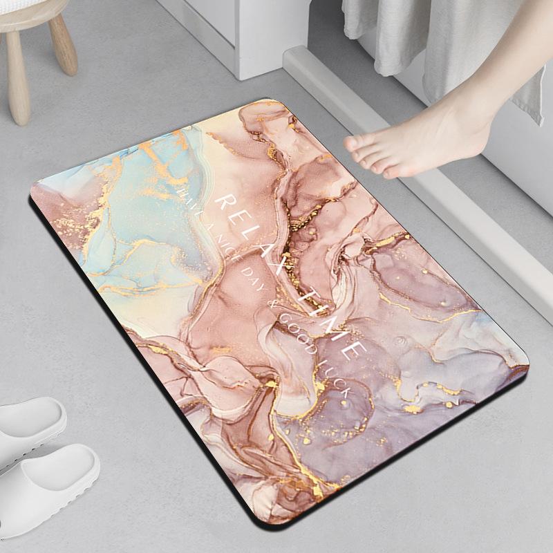 Nordic Light Luxury Style Bathroom Diatom Mud Water Absorption Pad Toilet Foot Pad Household Bathroom Door Rubber Anti Slip Floor Mat