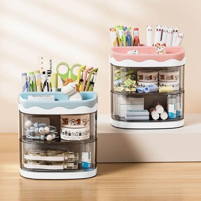 Kawaii Desktop Pen Holder Large-capacity Cute Stationery Storage Box Creative Cartoon Pencil Holder Ins Desk Accessory Storage