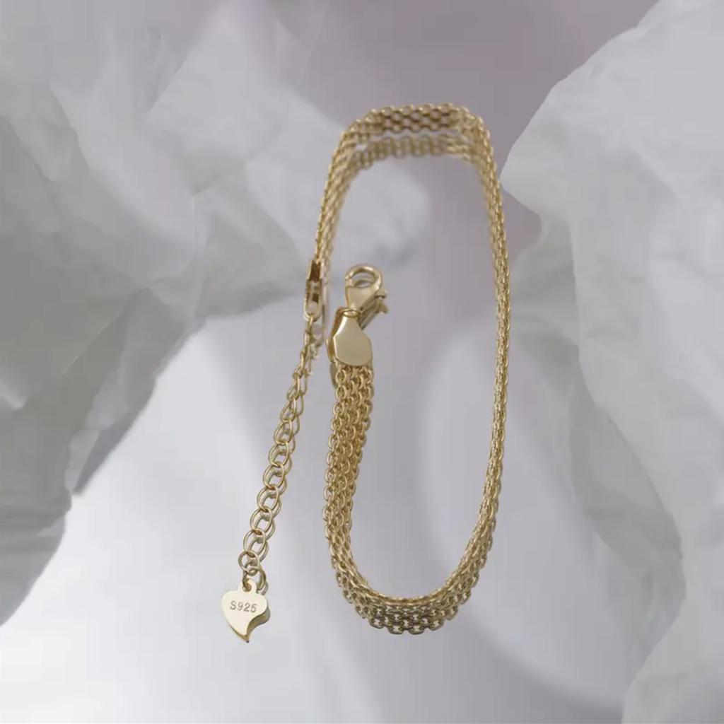 Silver Plated Embossed Grid Flat Watch Chain Bracelet Women's Fashion Accessories