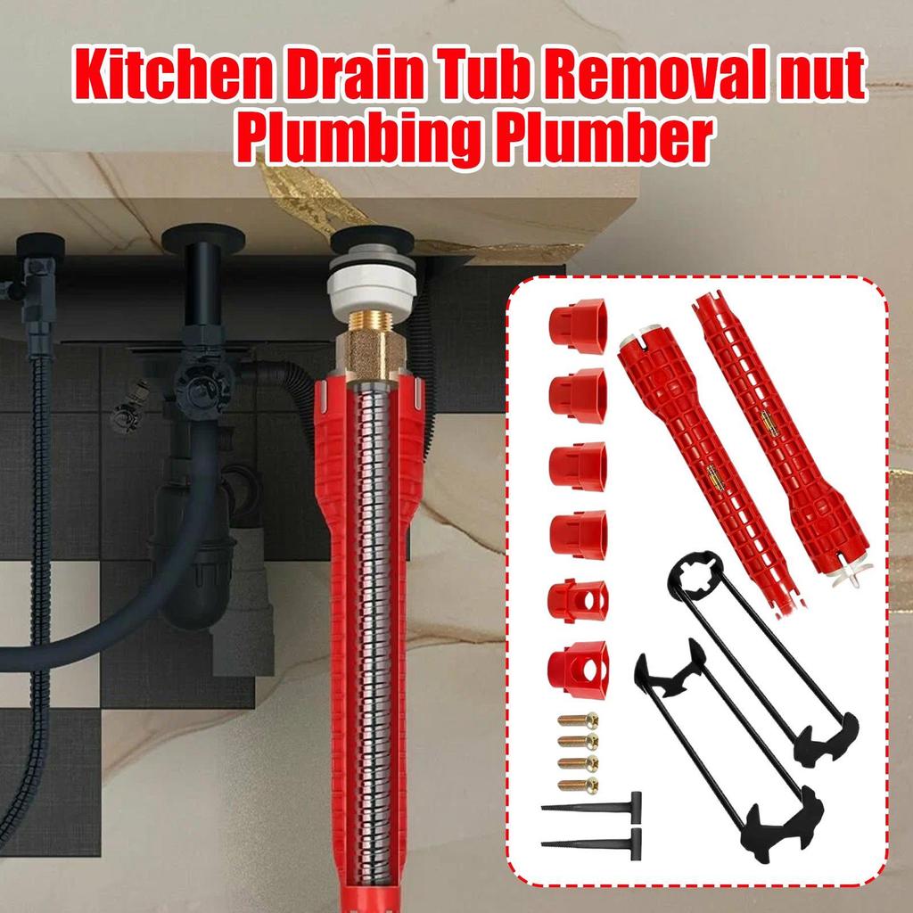 Multifunktionaler Sanitärschlüssel, Beckenboden-Führungshülse, Demontage, Wasserhahn, Rohr, Waschbecken, nur Sanitär-Installationswerkzeug