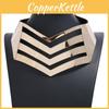 Color Fashionable Solid V Shaped Hollow Design Women Metal Necklace Collar