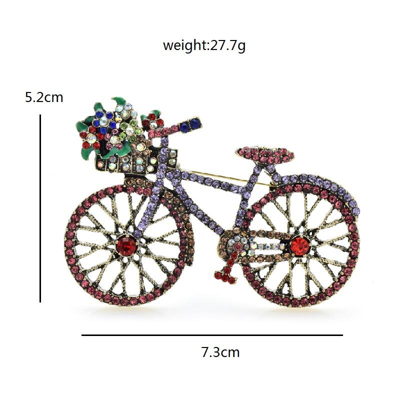 Wuli&baby Full Rhinestone Flower Basket Bike Brooch Pin For Women