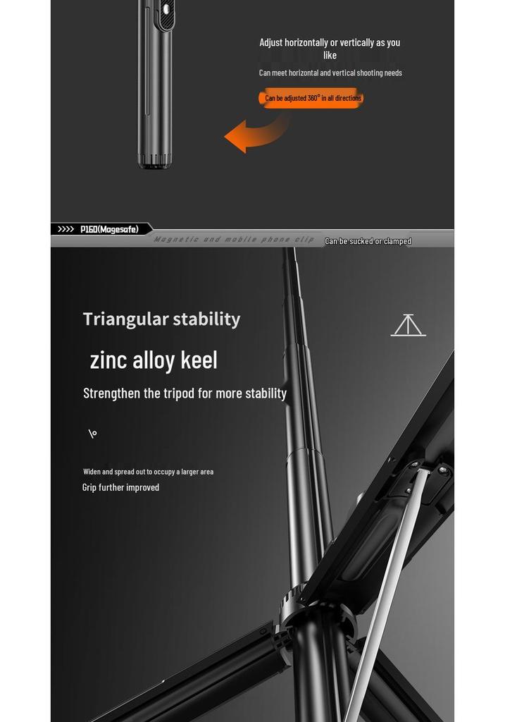 P160 Multifunctional Bluetooth Selfie Stick & Tripod with Universal Mount for Videos and Live Streaming