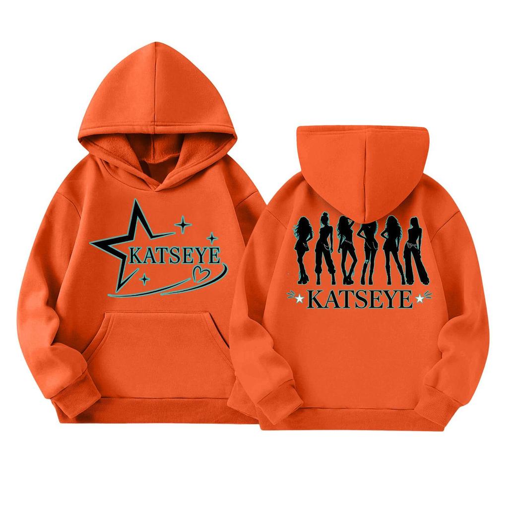 Girls' Fashion Long-Sleeve Hooded Sweatshirt with Print and Pockets