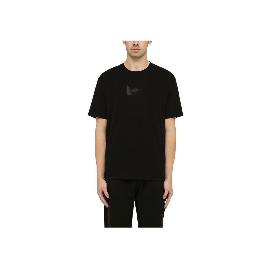 STONE ISLAND Solid Color Casual Crew Neck Short Sleeve T-Shirt Men Tops Black 80152RC88-V0029