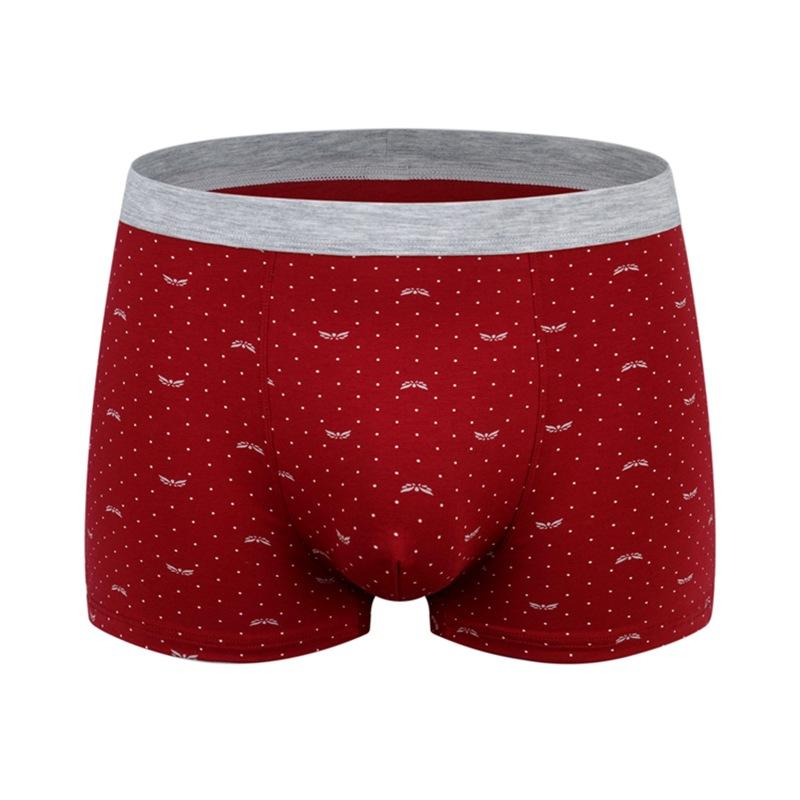 Cotton Printed Men's Underwear Mid High Waist Plus Size Flat Corner Pants