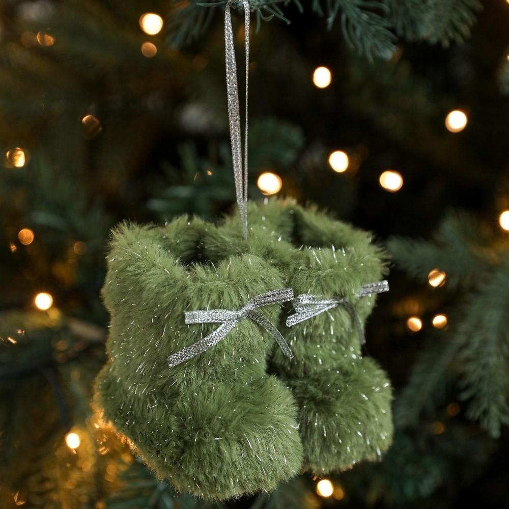 Plush Christmas Boot Ornament Colorful Fabric Plush Shoes Pendant Holiday Gift