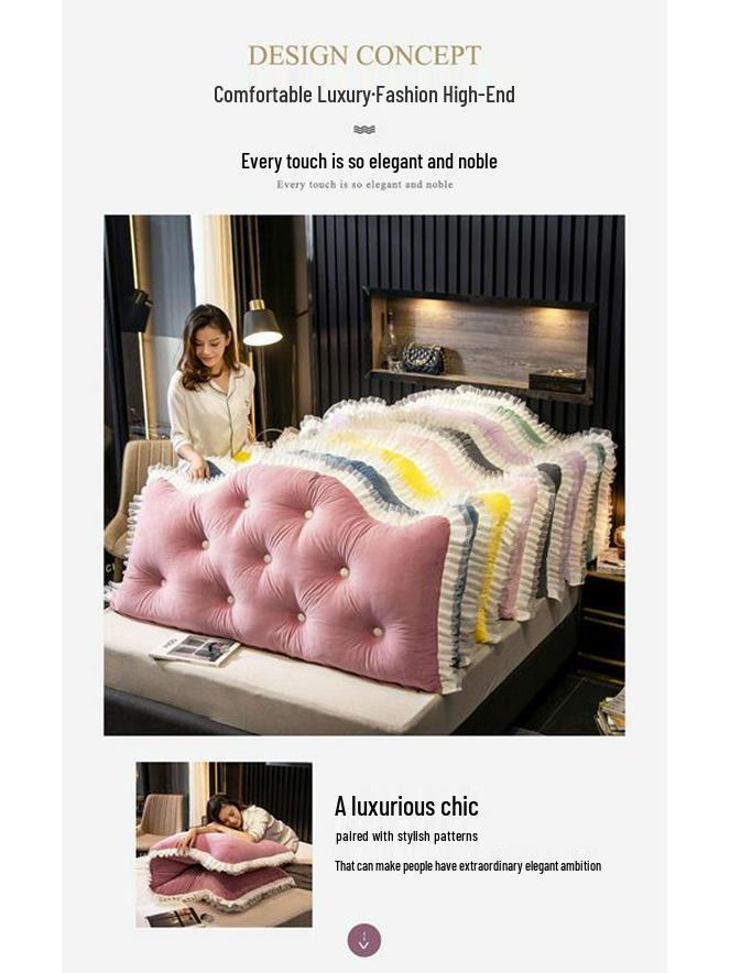 Princess Backrest Cushion: Soft Crystal Velvet, Removable & Washable Pillow for Tatami Bed