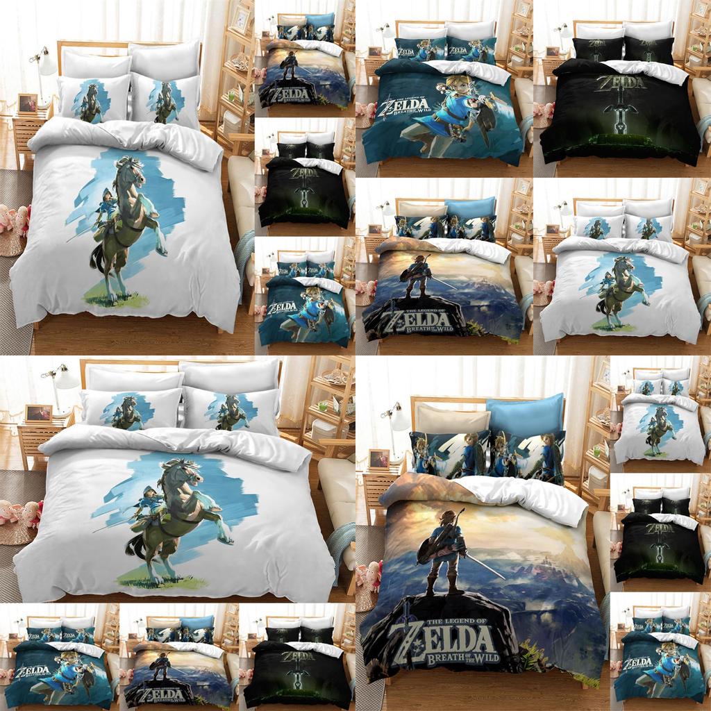 The Legend Of Zelda Colorful Cartoon Bedding Set Queen King Size Soft Material Patterned