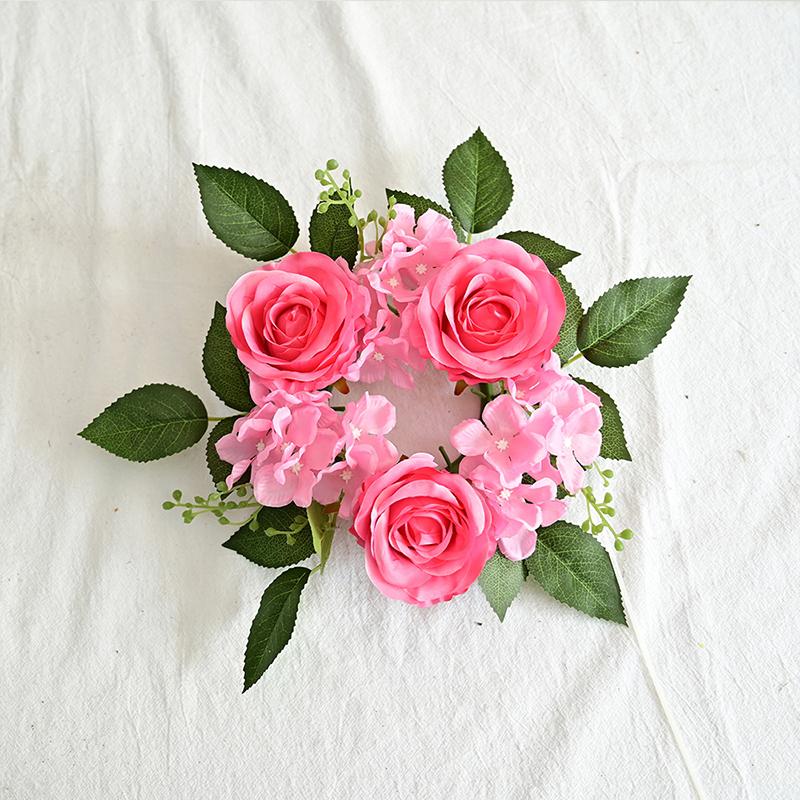 1PC/20CM Artificial Silk Flowers wreath for candlestick Candlestick Garland Simulation Rose Garland