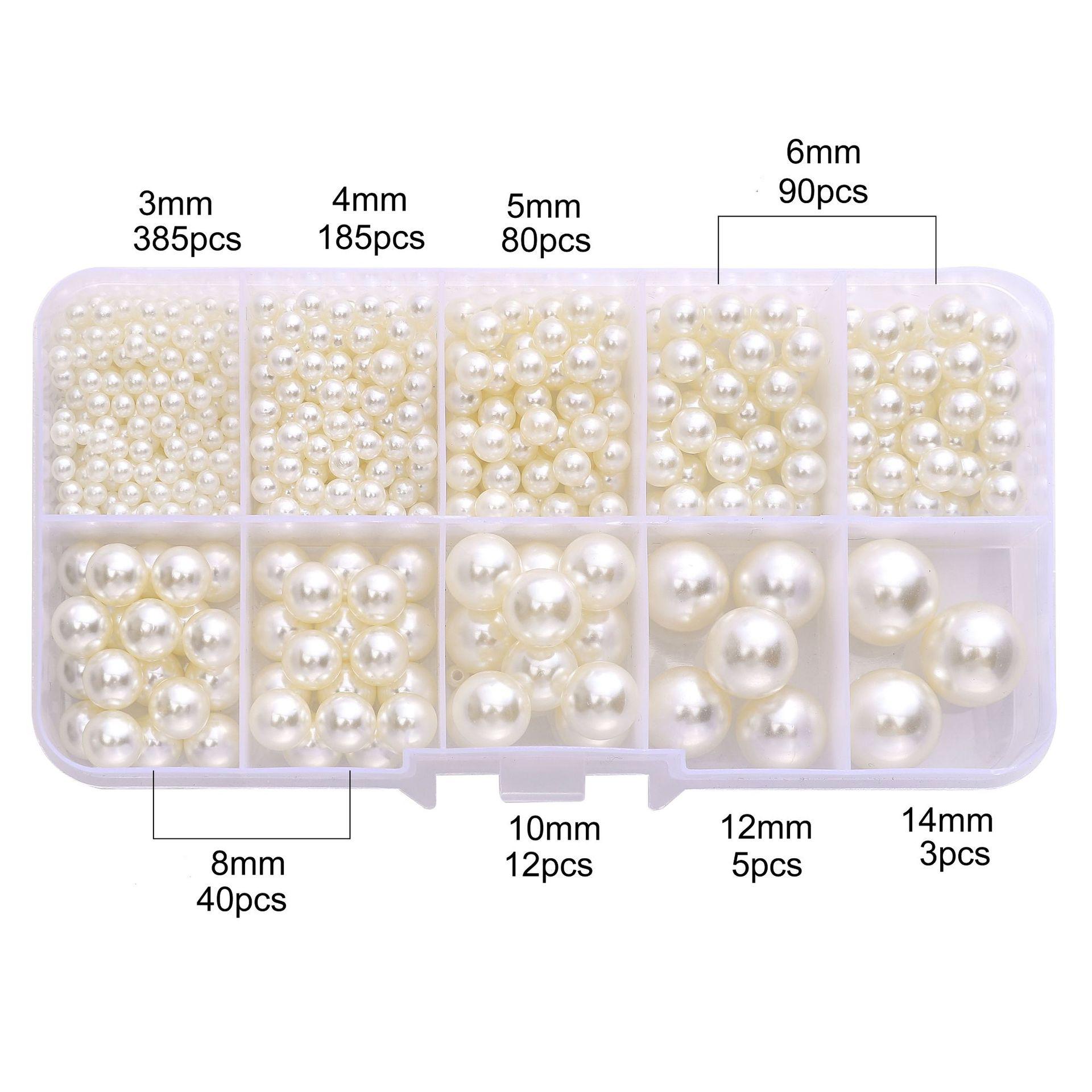 

Коробка из 10 белых перфорированных/неперфорированных бусин ABS с жемчугом для браслета, ожерелья и рукоделия imperforate грязно-белый