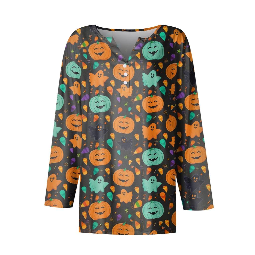 Women's Casual Fashion Sexy Comfortable V-Neck Halloween Seven Sleeve Top
