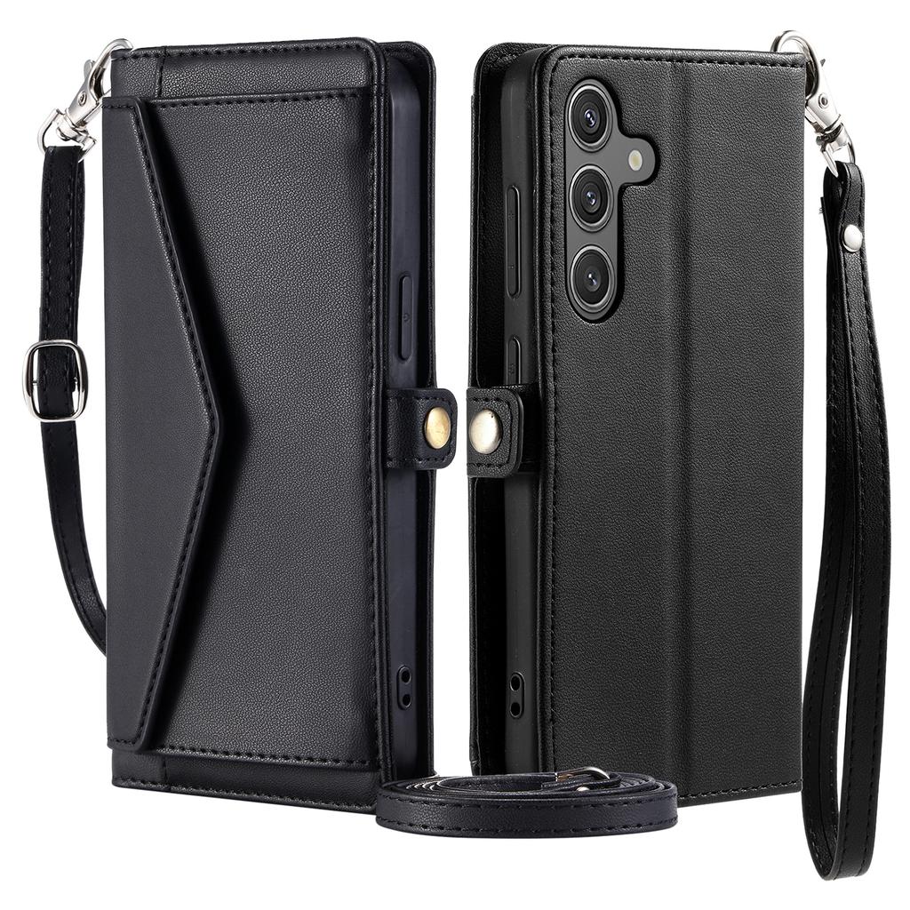 For Samsung Galaxy A16 5G/A16 4G Leather Case Wallet Stand Phone Cover with Straps