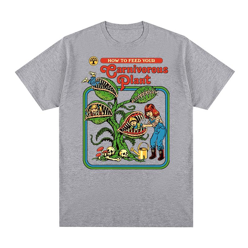 Carnivorous Plant Vintage Tshirt Pure Cotton Breathable Unisex T Shirt Summer New Fashion Unisexs Unisexs Tshirt Streetwear