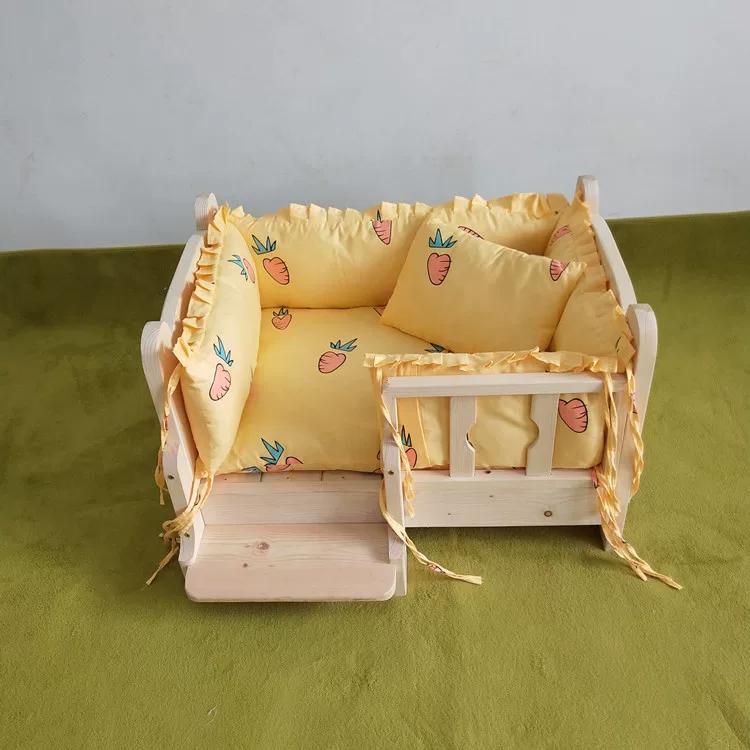 Massivholz Hundebett für drinnen Teddy Golden Retriever Haustierbox Waschbares Katzen Hundehäuschen Feuchtigkeitsgeschützter Zwinger für Welpen Kätzchen