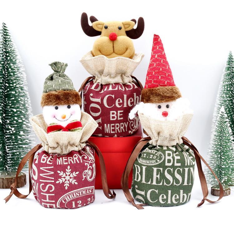 Christmas Gift Bags: Santa, Snowman & Reindeer Apple Totes for Kids' Candy