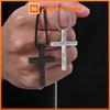 Vnox Cross Pendant Necklace for Men Women, Stainless Steel Black Silver Color Box Chain, Trendy Christian Religious Jewelry Gift