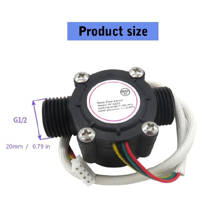 YF-S201 Water Flows Sensors G1/2inch Water Heaters Water Dispenser 3.5-24V 1-30L/min 1.75MPa Water Control Sensors