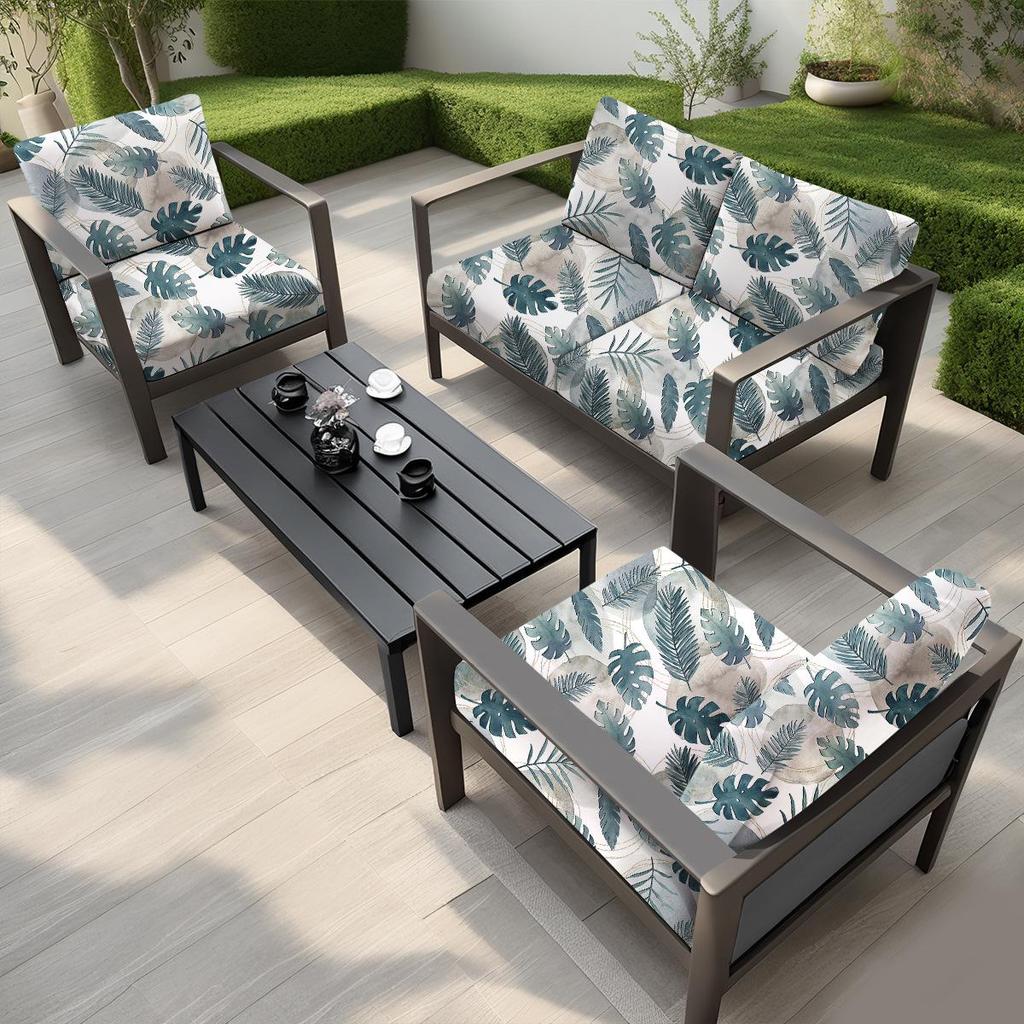 Outdoor Printed Stretch Sofa Cushion Cover, Single-Sided Milk Silk