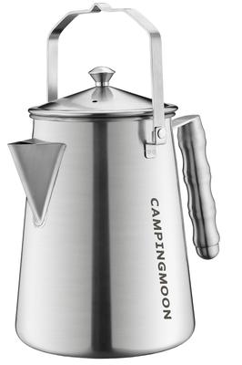 CAMPING MOON SW-6 Lagerfeuerkessel, Direktfeuerkessel, Campingkessel, Aus einem Stück geformter Edelstahl 304, 1,5L