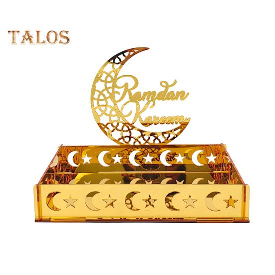 

Поднос для десерта на праздник Ид, акриловое зеркало, луна, звезда, тарелка, исламский поднос, прямоугольный поднос для тортов, фиников, фруктов, печенья, кухонная корзина для хранения B