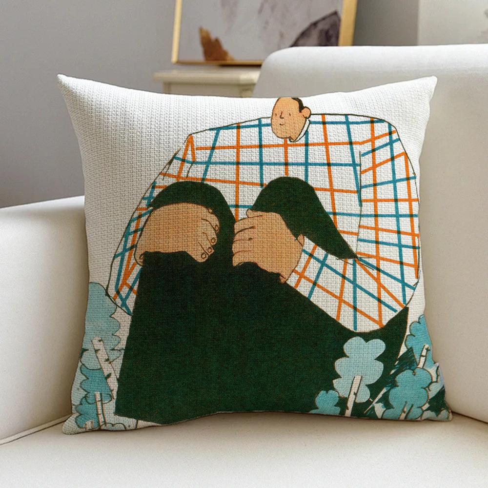 L-Lukas Eglinskas Cushion Cover Cushion Cover Pillowcase, Anti-Mite Invisible Zipper, Linen Sofa Cushion
