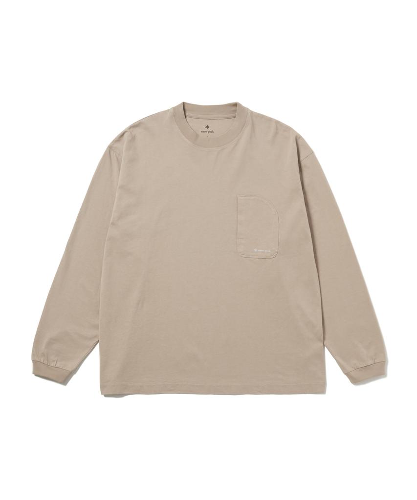 Snow Peak Organic Mercerized Long Sleeve for Men and Women GREIGE M T-Shirt CS-26SU005 - Long-sleeved T-shirt -