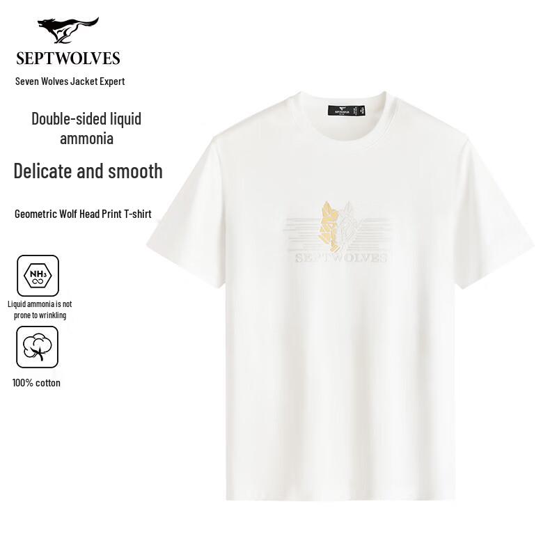 Seven Wolves Men s Casual Cotton Wolf Head Print Short-Sleeve T-Shirt 175/92A