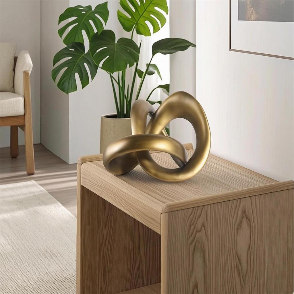 Tabletop Sculpture with Twisted Loop Gold Elegant