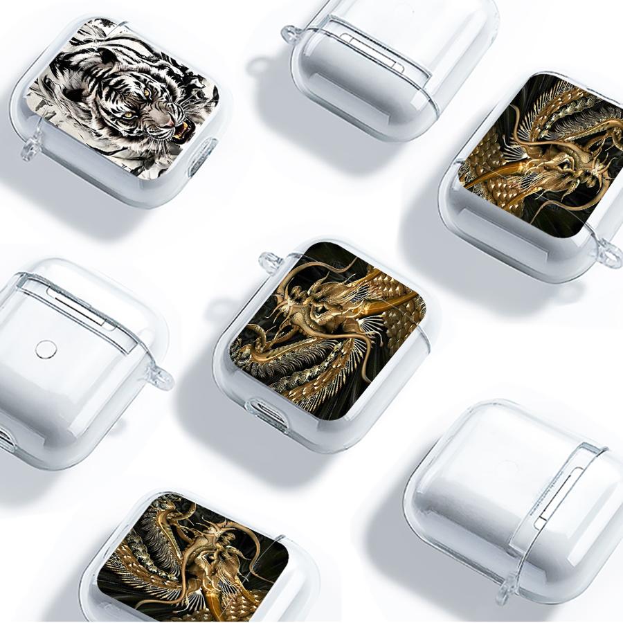 Case For Airpods 1 Pro3 Pro Pro2 4 2 3 Clear Earphone Cases Cover Animal Tiger Dragon