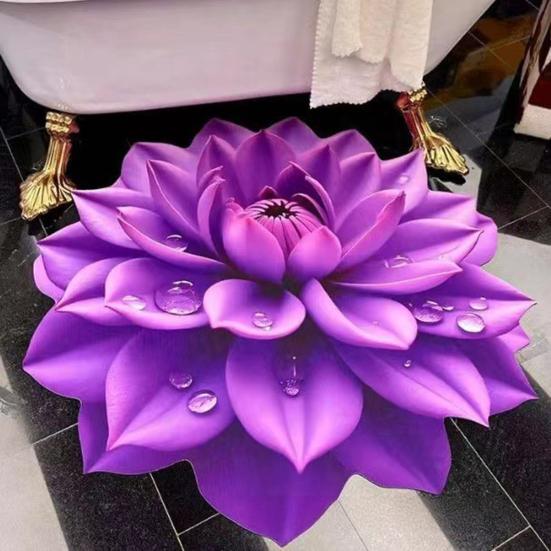 3D Flower Floor Mat Realistic Absorbent Flower Carpet Non-Slip Decorative Area