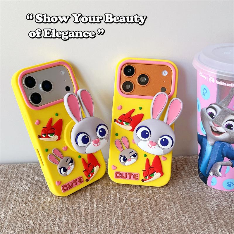 Judy Rabbit Cartoon Stand Anti-Fall Case for iPhone 12/13/14/15/16/17 Pro Max