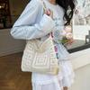Large Capacity Fashion Cut-out Boho Tote Bag Trendy Floral Crochet Handmade Knitted Bag Vintage Multicolor Hollow Out Handbag