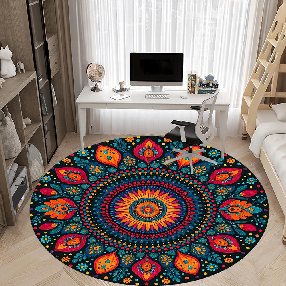1PC Mandala Artwork Chair Carpet for Office Non-Slip, Lightweight, Machine Washable Rug for Office, Sleeping, Room - Holiday Decoryy251009140