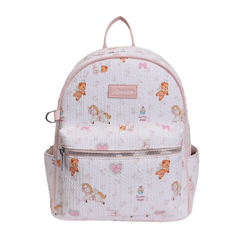 Schoolbag Korean niche cute printed backpack 1011 new large-capacity women's student class commute fashion backpack