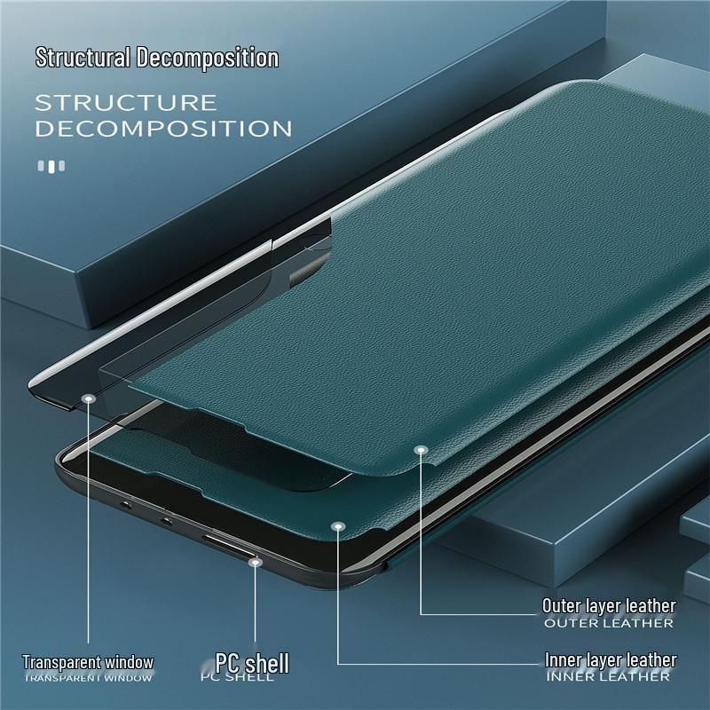 Compatible Samsung S25/24/23/22/21 Ultra FE Phone Case: Magnetic, Drop-Proof Leather with Side Window.