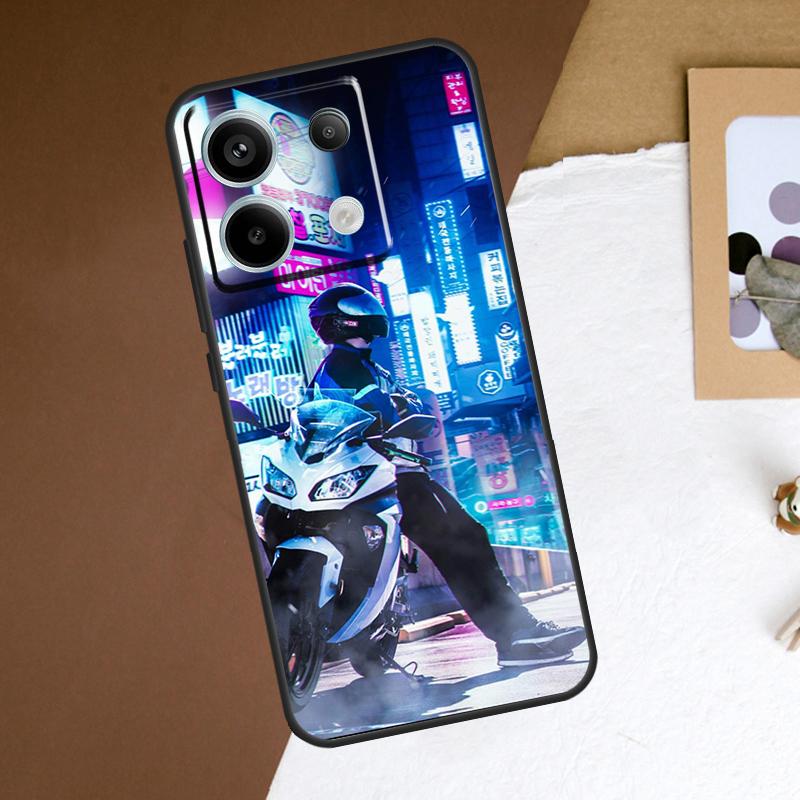 Neon Motorcycle Biker Phone Case For Redmi Note 12 13 Pro Plus 9 10 11 Pro 9S 10S 11S 12S Redmi 10C 12C 13C Cover