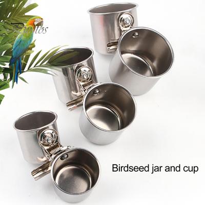 Vogelfutterdose mit Klemme, Futternapf für Papageien, Edelstahl, Anti-Nagen, einfach zu installierende Futterbox für Vogelkäfige