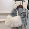 Luxury Furry Shoulder Bag Solid Color Soft Tote Bag Large Capacity Fluffy Clutch Bag