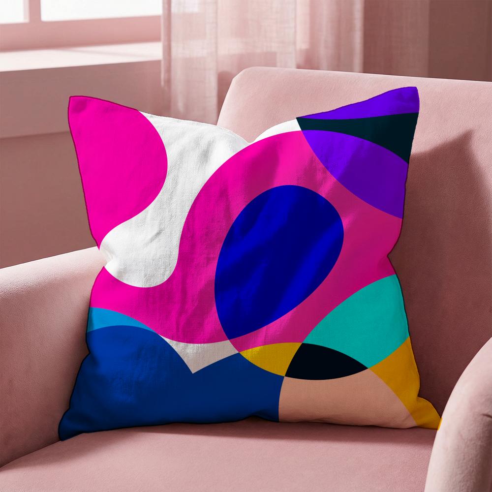 1Abstract Curve Colors Cushion Cover Multi-Scene Pillow Cover for Home & Car - Reversible, Soft & Durable for Daily Use