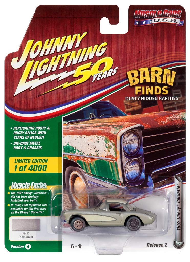 Johnny Lightning JLMC020 Muscle Car 1957 Chevrolet Corvette A Inca Silver Ver.