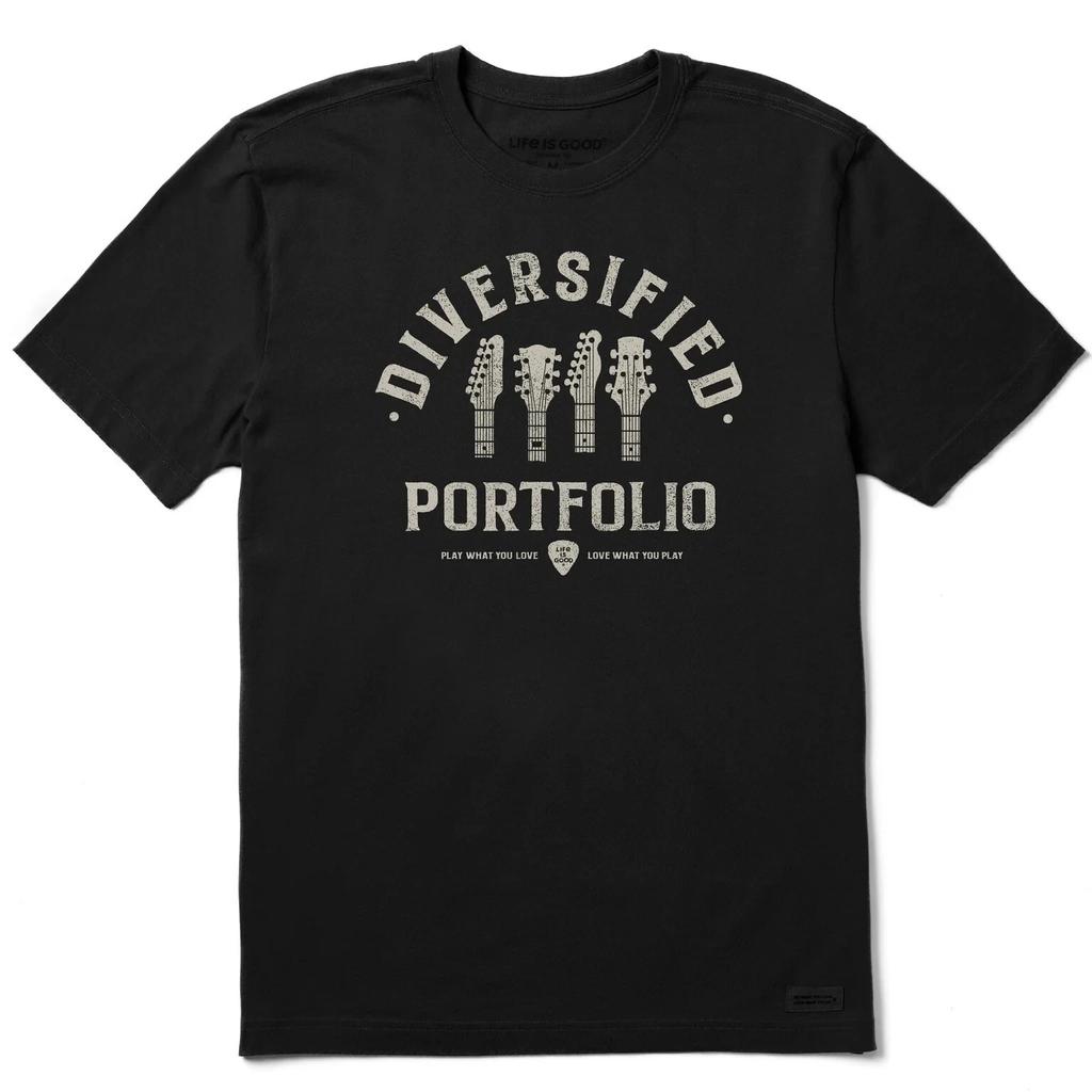 Life Is Good. Men's Guitars DP DWYL Short Sleeve Crusher Tee, Faded Black