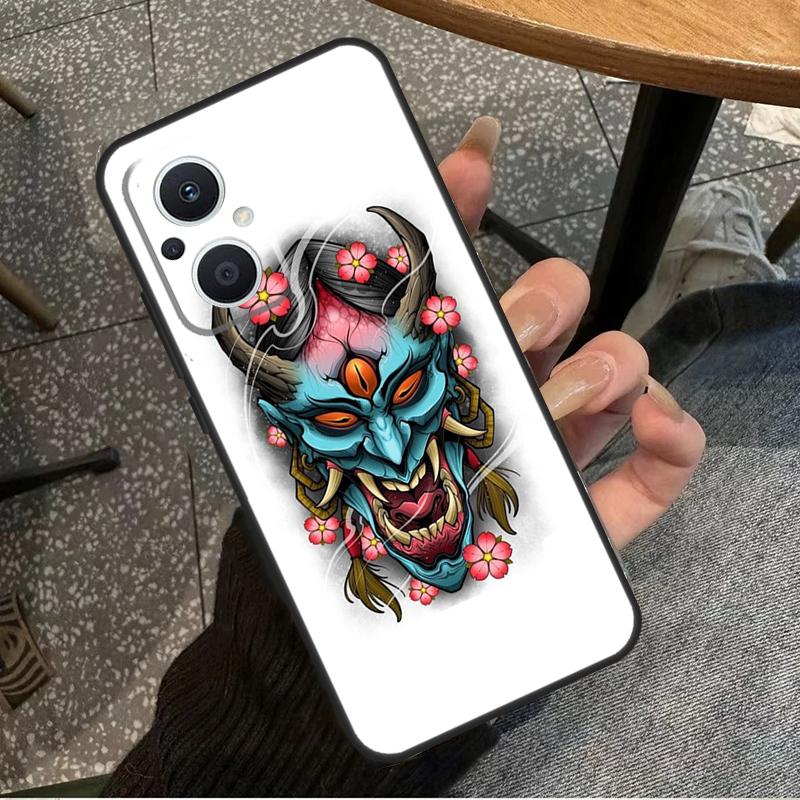 Japanese Oni Hannya Demon Mask For OPPO Reno 11F 12F 13F 14F 8T 10 11 12 13 14 Pro 8 7 Lite OPPO Find X8 X6 X5 X9 Pro Case