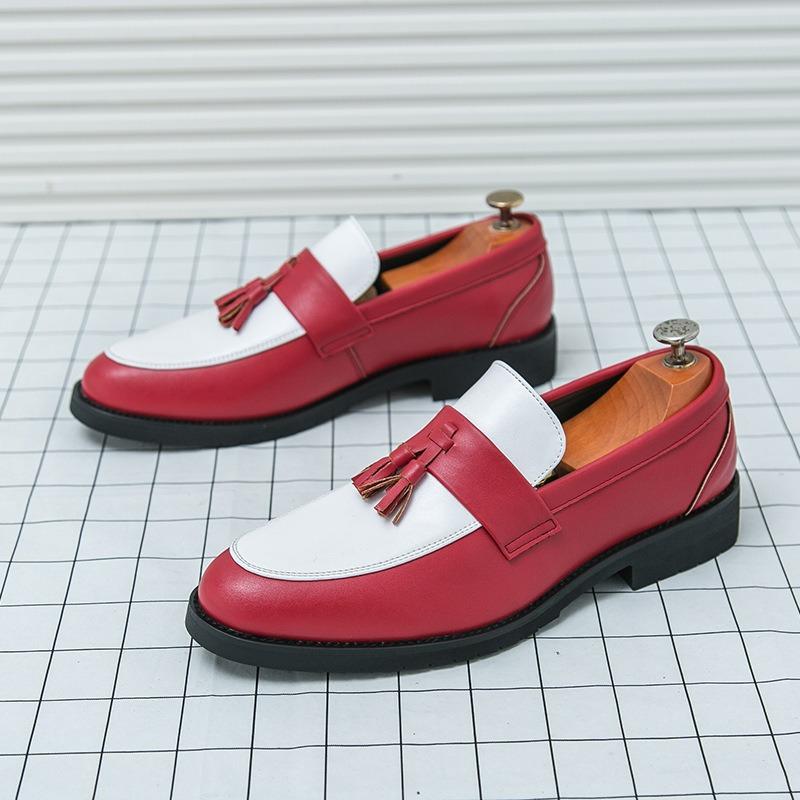 Spring large size formal business leather shoes Brock men's shoes overalls tassel one pedal loafers 46