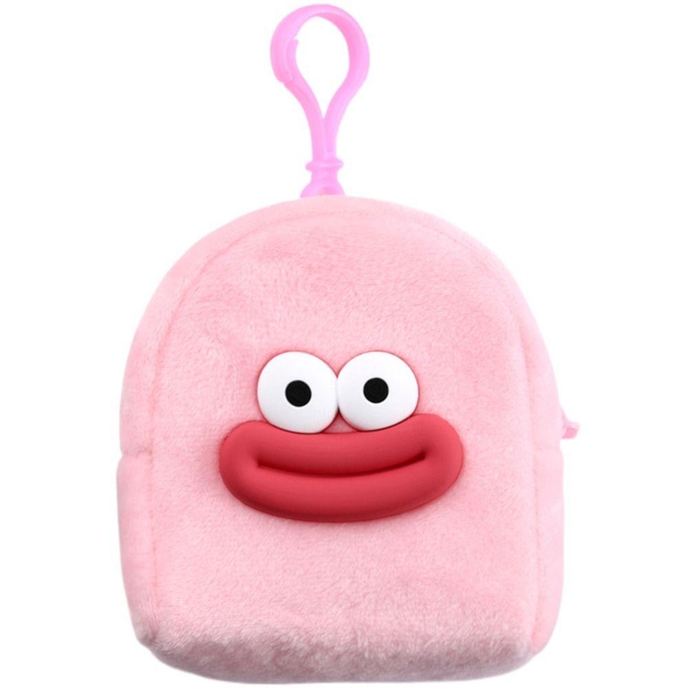 Cute Cartoon Plush Coin Purse Mini Backpack Design Card Holder Mini Wallet Smooth Zipper Storage Pouch Mini Storage Bag