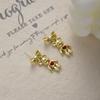 Personalized Niche Daily Glossy Love Bear Stud Earrings, Metal High-End Bow Earrings