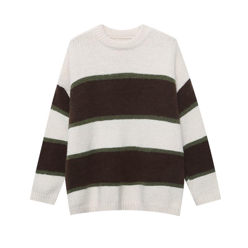 Sinan Retro Striped Loose Knit Sweater SN6772