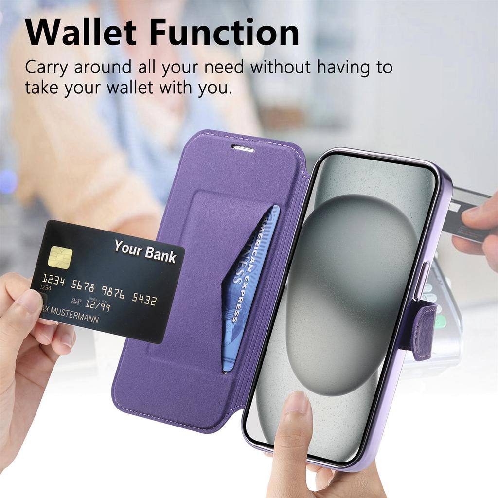 Für iPhone 14 Hülle Kompatibel mit MagSafe Abnehmbare Leder Handyhülle mit Linsenfolie