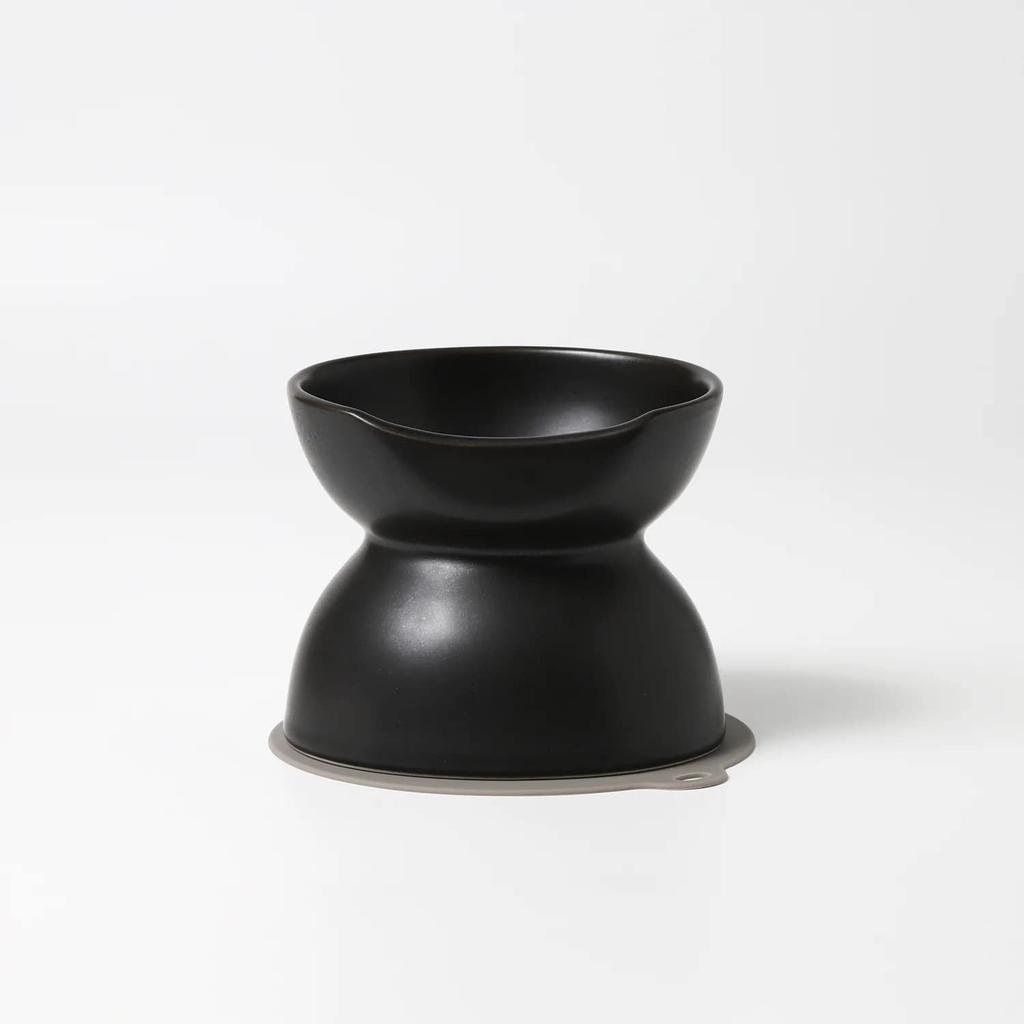 INK by HARIO TRD. Ceramic Pet Bowl, Tall, Matte Black, Adjustable Height for Water and Food, for Small and Medium Dogs