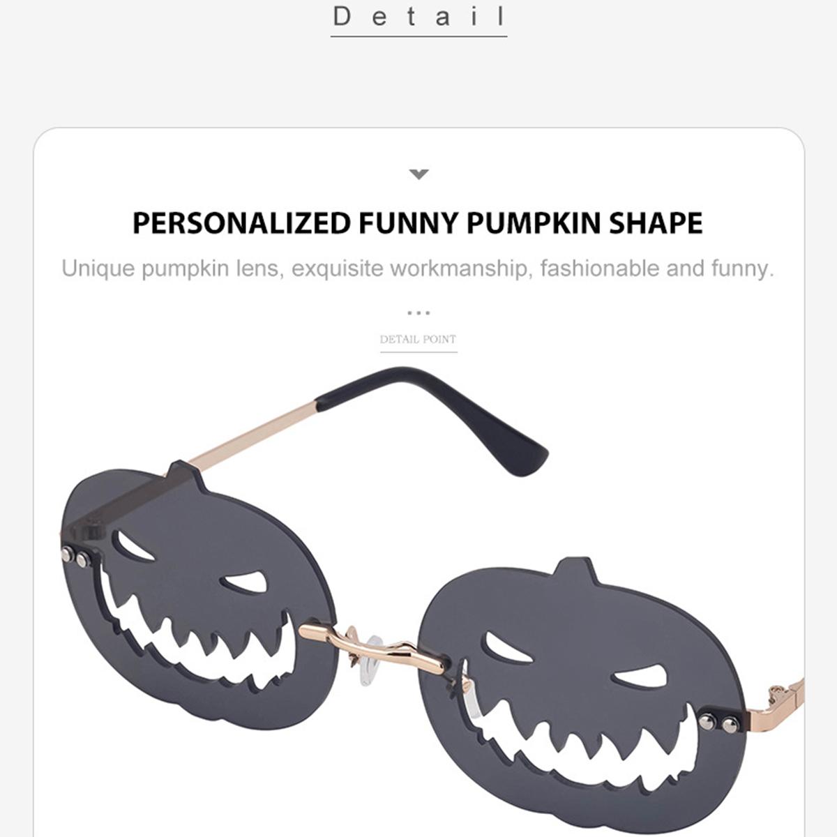 Новые солнцезащитные очки-тыквы на Хэллоуин для мужчин и женщин Tide Oval Box Hollow — фото 3